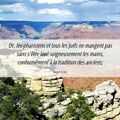 Picture 06 - Marc 7:3 LSG - Or, les pharisiens et tous les Juifs ne mangent - Bible Verse Picture