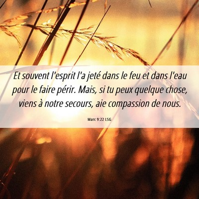 Picture 06 - Marc 9:22 LSG - Et souvent l'esprit l'a jeté dans le feu et dans - Bible Verse Picture