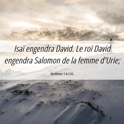 Picture 06 - Matthieu 1:6 LSG - Isaï engendra David. Le roi David engendra - Bible Verse Picture