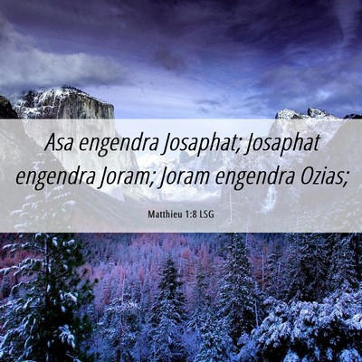 Picture 06 - Matthieu 1:8 LSG - Asa engendra Josaphat; Josaphat engendra Joram; - Bible Verse Picture