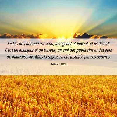 Picture 06 - Matthieu 11:19 LSG - Le Fils de l'homme est venu, mangeant et buvant, - Bible Verse Picture