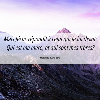 Picture 06 - Matthieu 12:48 LSG - Mais Jésus répondit à celui qui le lui disait: - Bible Verse Picture