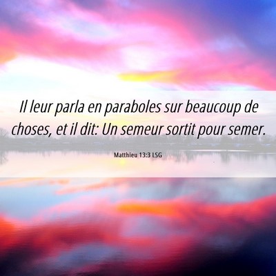 Picture 06 - Matthieu 13:3 LSG - Il leur parla en paraboles sur beaucoup de - Bible Verse Picture
