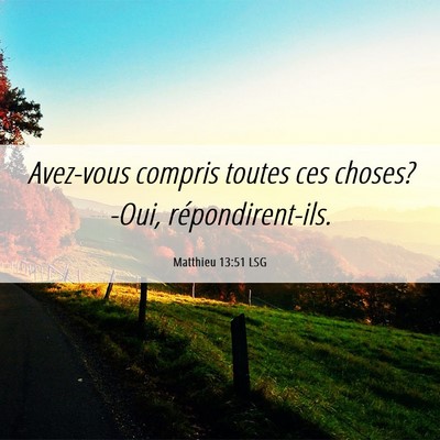 Picture 06 - Matthieu 13:51 LSG - Avez-vous compris toutes ces choses? -Oui, - Bible Verse Picture
