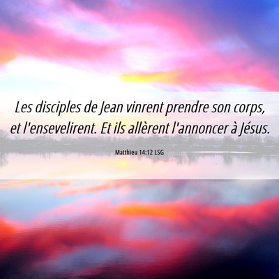Picture 06 - Matthieu 14:12 LSG - Les disciples de Jean vinrent prendre son corps, - Bible Verse Picture