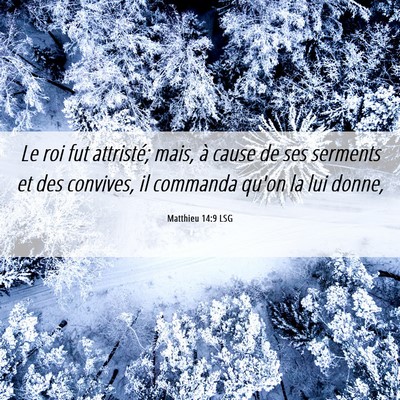 Picture 06 - Matthieu 14:9 LSG - Le roi fut attristé; mais, à cause de ses - Bible Verse Picture