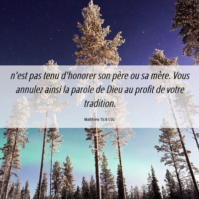 Picture 06 - Matthieu 15:6 LSG - n'est pas tenu d'honorer son père ou sa mère. - Bible Verse Picture