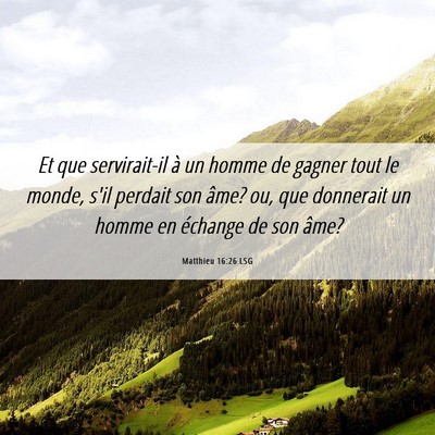 Picture 06 - Matthieu 16:26 LSG - Et que servirait-il à un homme de gagner tout le - Bible Verse Picture