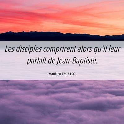 Picture 06 - Matthieu 17:13 LSG - Les disciples comprirent alors qu'il leur parlait - Bible Verse Picture