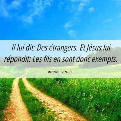 Picture 06 - Matthieu 17:26 LSG - Il lui dit: Des étrangers. Et Jésus lui - Bible Verse Picture