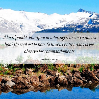 Picture 06 - Matthieu 19:17 LSG - Il lui répondit: Pourquoi m'interroges-tu sur ce - Bible Verse Picture