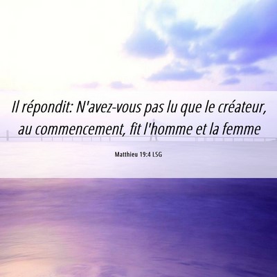 Picture 06 - Matthieu 19:4 LSG - Il répondit: N'avez-vous pas lu que le - Bible Verse Picture