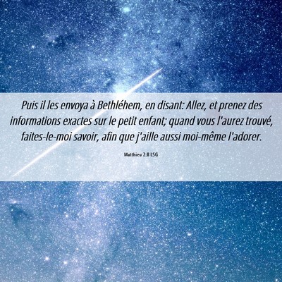 Picture 06 - Matthieu 2:8 LSG - Puis il les envoya à Bethléhem, en disant: - Bible Verse Picture