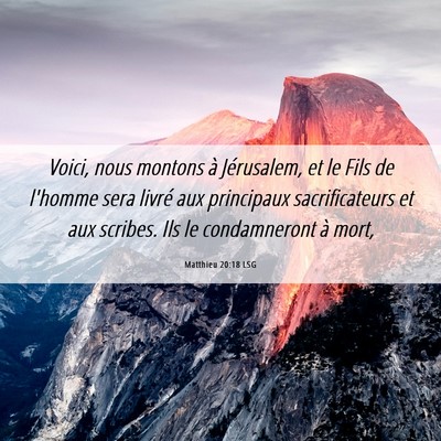 Picture 06 - Matthieu 20:18 LSG - Voici, nous montons à Jérusalem, et le Fils de - Bible Verse Picture