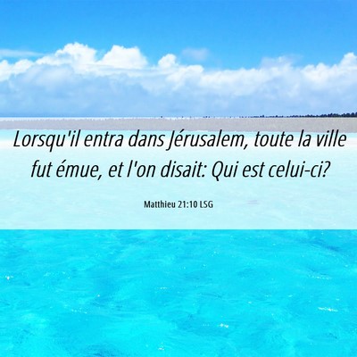 Picture 06 - Matthieu 21:10 LSG - Lorsqu'il entra dans Jérusalem, toute la ville - Bible Verse Picture
