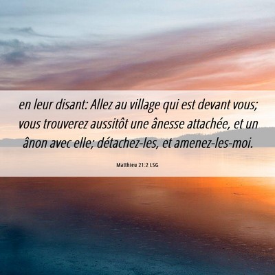 Picture 06 - Matthieu 21:2 LSG - en leur disant: Allez au village qui est devant - Bible Verse Picture