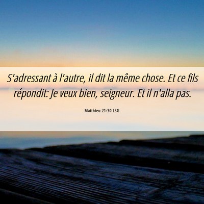 Picture 06 - Matthieu 21:30 LSG - S'adressant à l'autre, il dit la même chose. Et - Bible Verse Picture