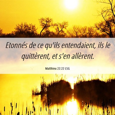 Picture 06 - Matthieu 22:22 LSG - Etonnés de ce qu'ils entendaient, ils le - Bible Verse Picture