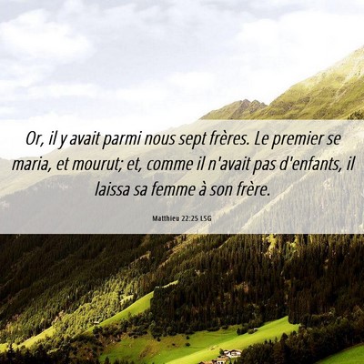 Picture 06 - Matthieu 22:25 LSG - Or, il y avait parmi nous sept frères. Le - Bible Verse Picture