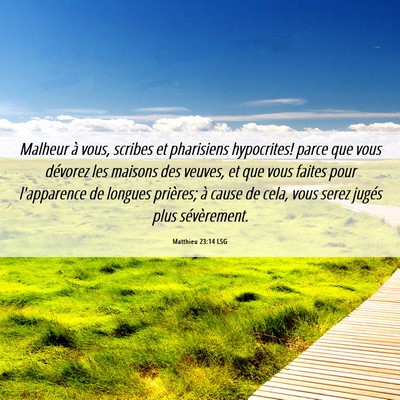 Picture 06 - Matthieu 23:14 LSG - Malheur à vous, scribes et pharisiens - Bible Verse Picture