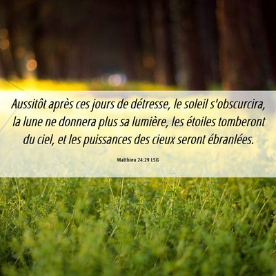 Picture 06 - Matthieu 24:29 LSG - Aussitôt après ces jours de détresse, le - Bible Verse Picture