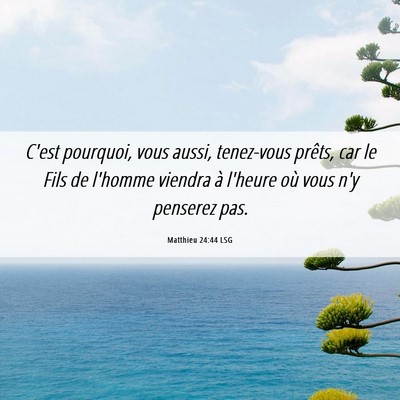 Picture 06 - Matthieu 24:44 LSG - C'est pourquoi, vous aussi, tenez-vous prêts, - Bible Verse Picture