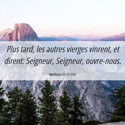 Picture 06 - Matthieu 25:11 LSG - Plus tard, les autres vierges vinrent, et dirent: - Bible Verse Picture