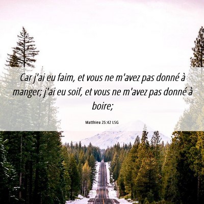 Picture 06 - Matthieu 25:42 LSG - Car j'ai eu faim, et vous ne m'avez pas donné à - Bible Verse Picture