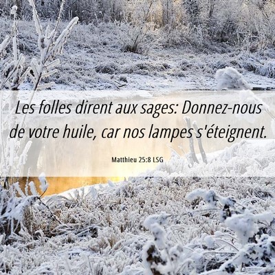 Picture 06 - Matthieu 25:8 LSG - Les folles dirent aux sages: Donnez-nous de votre - Bible Verse Picture