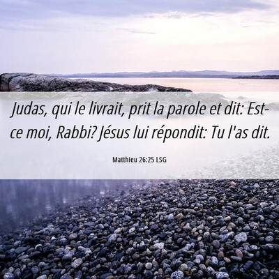 Picture 06 - Matthieu 26:25 LSG - Judas, qui le livrait, prit la parole et dit: - Bible Verse Picture