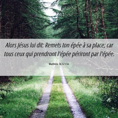 Picture 06 - Matthieu 26:52 LSG - Alors Jésus lui dit: Remets ton épée à sa - Bible Verse Picture