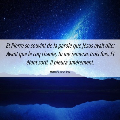 Picture 06 - Matthieu 26:75 LSG - Et Pierre se souvint de la parole que Jésus - Bible Verse Picture