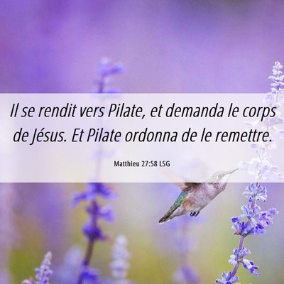 Picture 06 - Matthieu 27:58 LSG - Il se rendit vers Pilate, et demanda le corps de - Bible Verse Picture