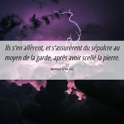 Picture 06 - Matthieu 27:66 LSG - Ils s'en allèrent, et s'assurèrent du sépulcre - Bible Verse Picture