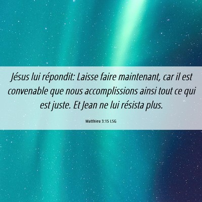 Picture 06 - Matthieu 3:15 LSG - Jésus lui répondit: Laisse faire maintenant, - Bible Verse Picture