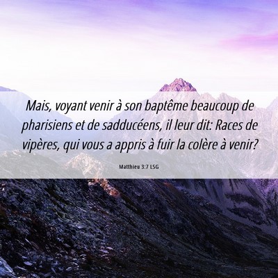 Picture 06 - Matthieu 3:7 LSG - Mais, voyant venir à son baptême beaucoup de - Bible Verse Picture