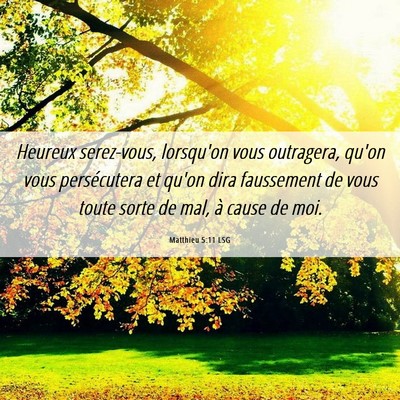Picture 06 - Matthieu 5:11 LSG - Heureux serez-vous, lorsqu'on vous outragera, - Bible Verse Picture