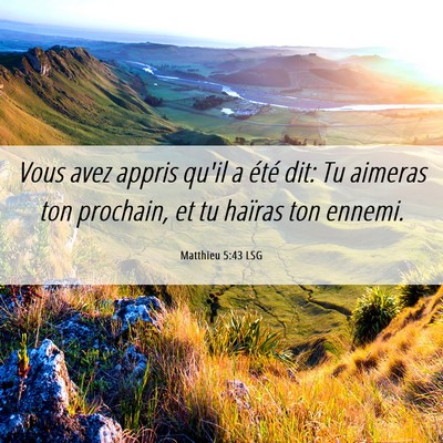 Picture 06 - Matthieu 5:43 LSG - Vous avez appris qu'il a été dit: Tu aimeras - Bible Verse Picture