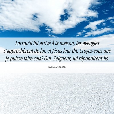 Picture 06 - Matthieu 9:28 LSG - Lorsqu'il fut arrivé à la maison, les aveugles - Bible Verse Picture