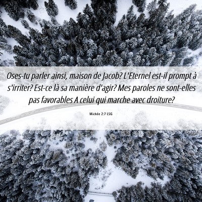 Picture 06 - Michée 2:7 LSG - Oses-tu parler ainsi, maison de Jacob? L'Eternel - Bible Verse Picture