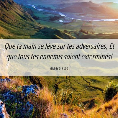Picture 06 - Michée 5:9 LSG - Que ta main se lève sur tes adversaires, Et que - Bible Verse Picture
