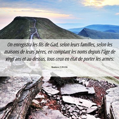 Picture 06 - Nombres 1:24 LSG - On enregistra les fils de Gad, selon leurs - Bible Verse Picture