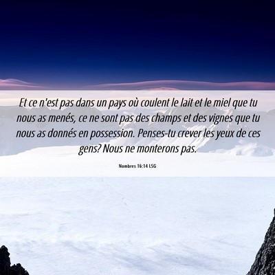 Picture 06 - Nombres 16:14 LSG - Et ce n'est pas dans un pays où coulent le lait - Bible Verse Picture