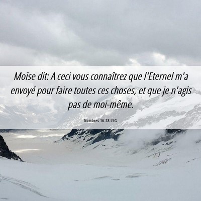 Picture 06 - Nombres 16:28 LSG - Moïse dit: A ceci vous connaîtrez que l'Eternel - Bible Verse Picture