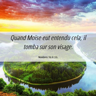 Picture 06 - Nombres 16:4 LSG - Quand Moïse eut entendu cela, il tomba sur son - Bible Verse Picture