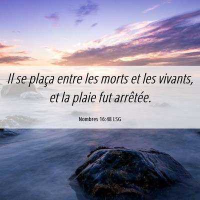 Picture 06 - Nombres 16:48 LSG - Il se plaça entre les morts et les vivants, et - Bible Verse Picture