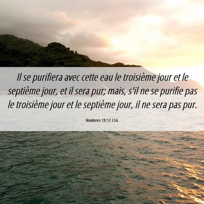Picture 06 - Nombres 19:12 LSG - Il se purifiera avec cette eau le troisième jour - Bible Verse Picture