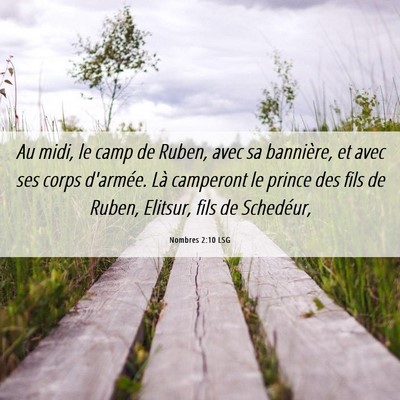 Picture 06 - Nombres 2:10 LSG - Au midi, le camp de Ruben, avec sa bannière, et - Bible Verse Picture