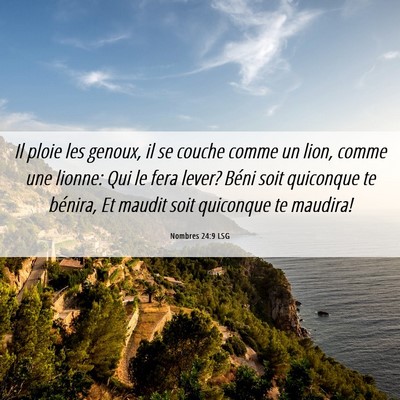 Picture 06 - Nombres 24:9 LSG - Il ploie les genoux, il se couche comme un lion, - Bible Verse Picture