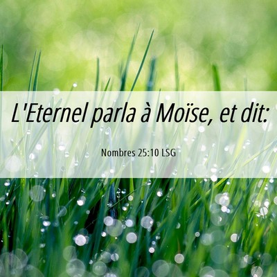 Picture 06 - Nombres 25:10 LSG - L'Eternel parla à Moïse, et - Bible Verse Picture